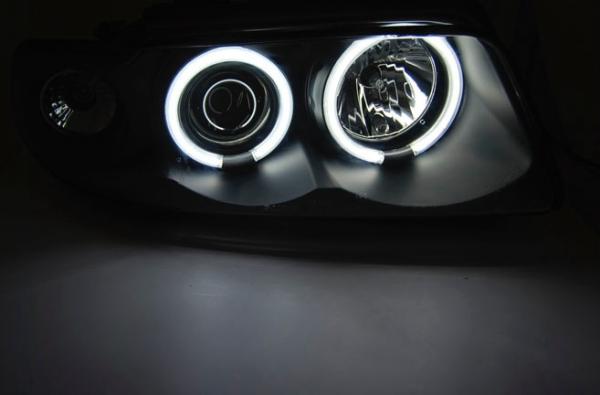 LED Angel Eyes Scheinwerfer passend für Audi A4 B5 94-98 schwarz CCFL