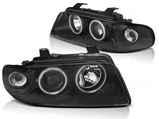 LED Angel Eyes Scheinwerfer passend für Audi A4 B5 94-98 schwarz CCFL