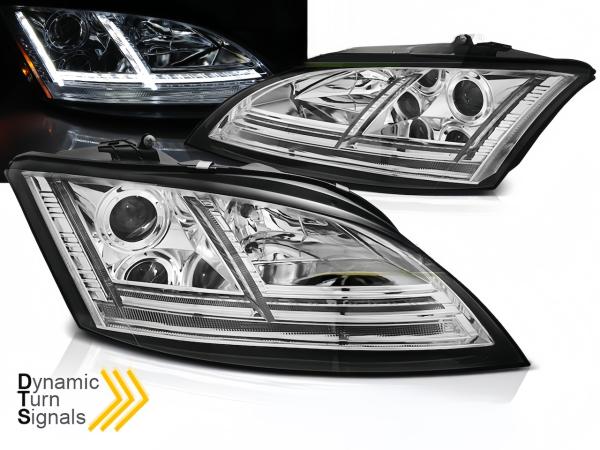 LED Tagfahrlicht Design Scheinwerfer passend für Audi TT 8J 06-10 chrom