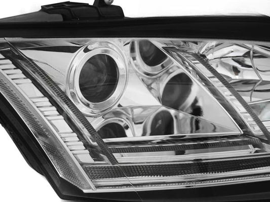 LED Tagfahrlicht Design Scheinwerfer passend für Audi TT 8J 06-10 chrom