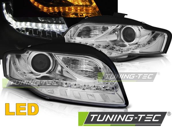 LED Tagfahrlicht Design Scheinwerfer passend für Audi A4 B7 05-08 chrom