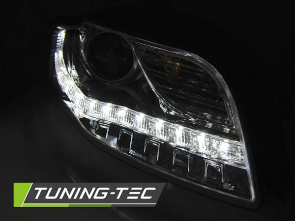 LED Tagfahrlicht Design Scheinwerfer passend für Audi A4 B7 05-08 chrom