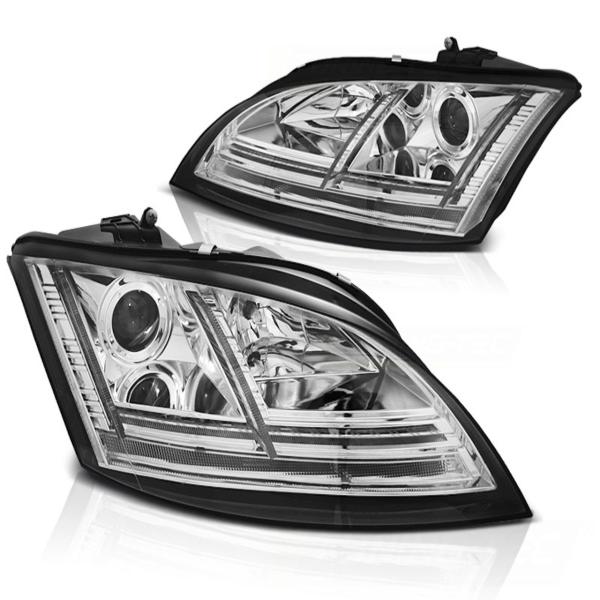 Xenon Scheinwerfer DRL LED Tagfahrlicht passend für Audi TT 8J 06- Chrom mit Kurvenlicht