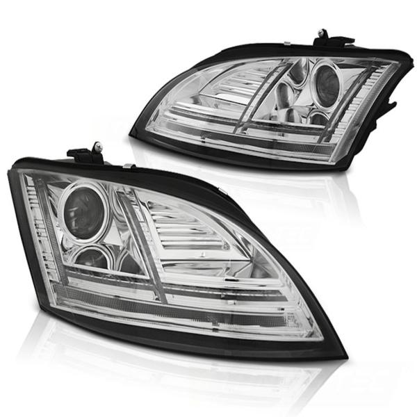 Xenon Scheinwerfer DRL LED Tagfahrlicht passend für Audi TT 8J Bj. 10-14 Chrom mit Kurvenlicht