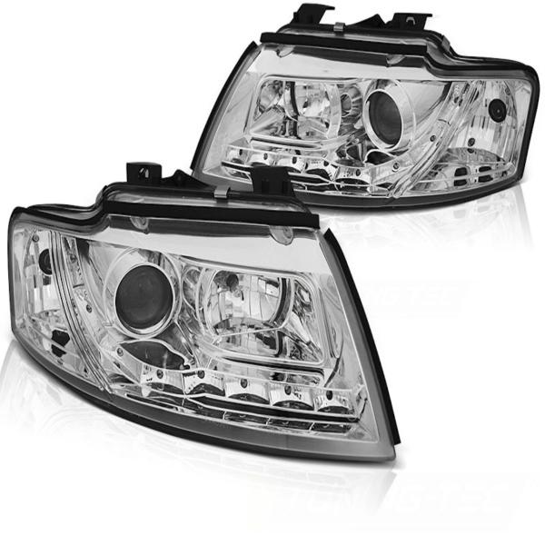 Scheinwerfer LED Tagfahrlicht Optik passend für Audi A4 B6 Cabrio 8H 02-06 Chrom