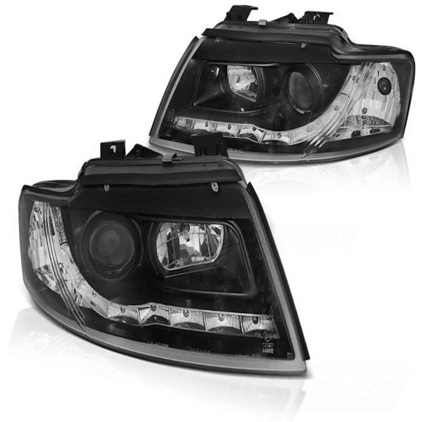 Scheinwerfer LED Tagfahrlicht Optik passend für Audi A4 B6 Cabrio 8H 02-06 Schwarz