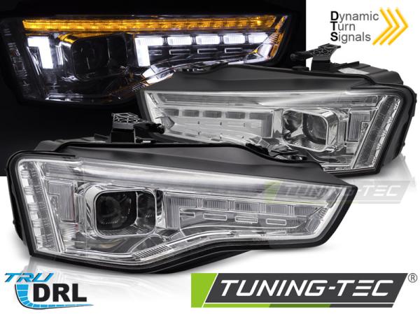 LED Tagfahrlicht Scheinwerfer Set passend für Audi A5 Facelift 11-16 Chrom mit dynamischen Blinker