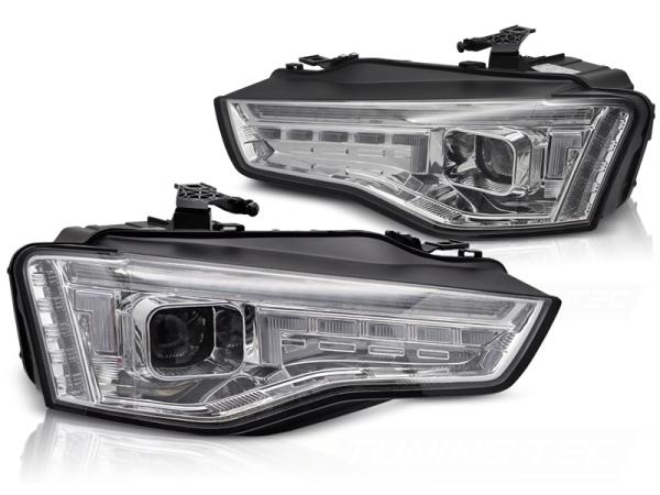 LED Tagfahrlicht Scheinwerfer Set passend für Audi A5 Facelift 11-16 Chrom mit dynamischen Blinker