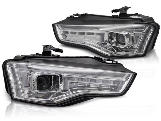 LED Tagfahrlicht Scheinwerfer Set passend für Audi A5 Facelift 11-16 Chrom mit dynamischen Blinker