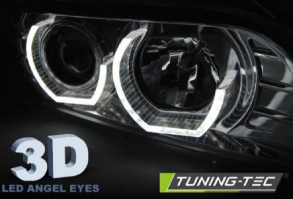 LED 3D Angel Eyes Scheinwerfer passend für BMW 5er E39 95-03 chrom