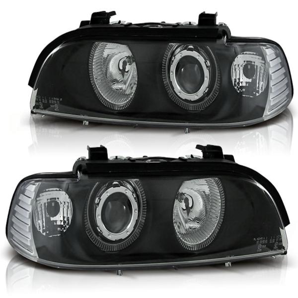 Scheinwerfer Angel Eyes passend für BMW 5er E39 Bj. 95-00 Schwarz