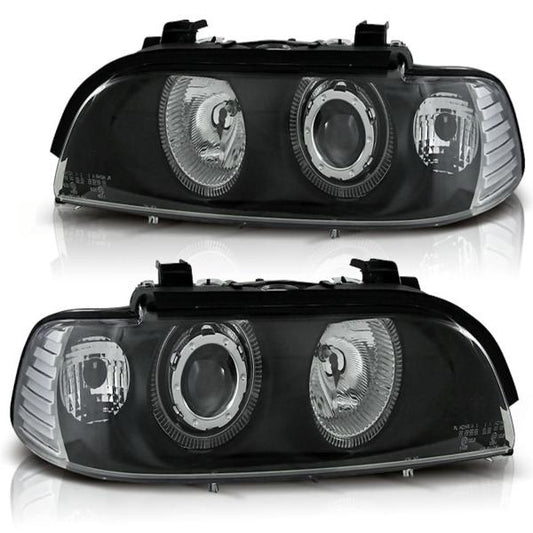 Scheinwerfer Angel Eyes passend für BMW 5er E39 Bj. 95-00 Schwarz