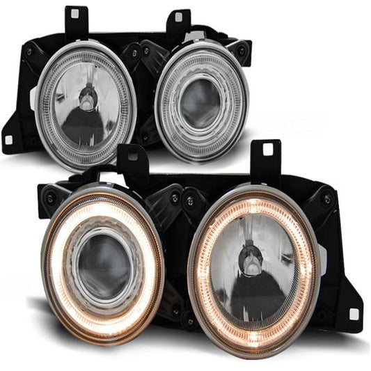 Scheinwerfer Angel Eyes passend für BMW 5er E34 7er E32 Bj. 86-95 Chrom