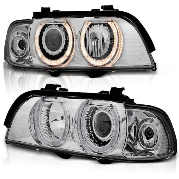 Scheinwerfer Angel Eyes passend für BMW 5er E39 Bj. 95-00 Chrom