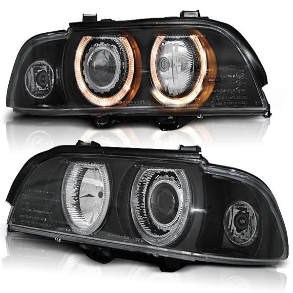 Scheinwerfer Angel Eyes passend für BMW 5er E39 Bj. 95-00 Schwarz