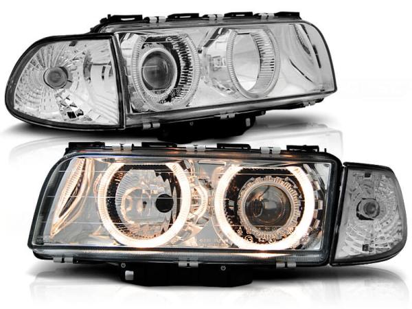 Scheinwerfer Angel Eyes passend für BMW 7er E38 Bj. 94-98 Chrom