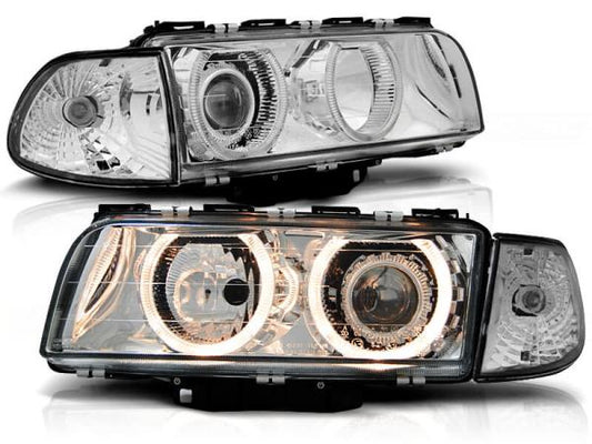 Scheinwerfer Angel Eyes passend für BMW 7er E38 Bj. 94-98 Chrom