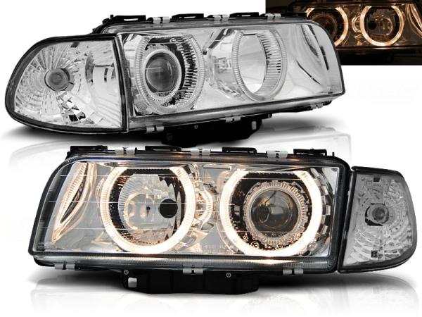 Scheinwerfer Angel Eyes passend für BMW 5er E39 Bj. 95-00 Chrom