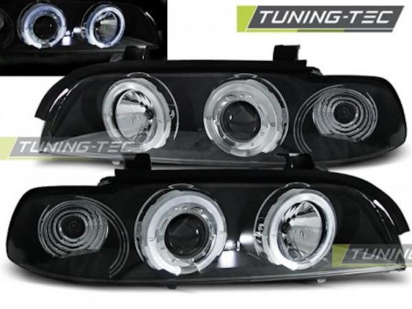 LED Angel Eyes Scheinwerfer passend für BMW 5er E39 95-03 schwarz Black