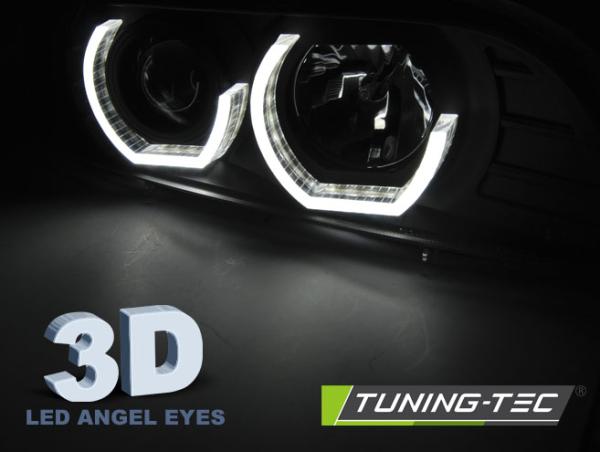 LED 3D Angel Eyes Scheinwerfer passend für BMW 5er E39 95-03 schwarz