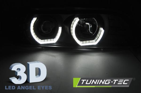 LED 3D Angel Eyes Scheinwerfer passend für BMW 5er E39 95-03 schwarz