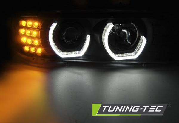 LED 3D Angel Eyes Scheinwerfer passend für BMW 5er E39 95-03 schwarz