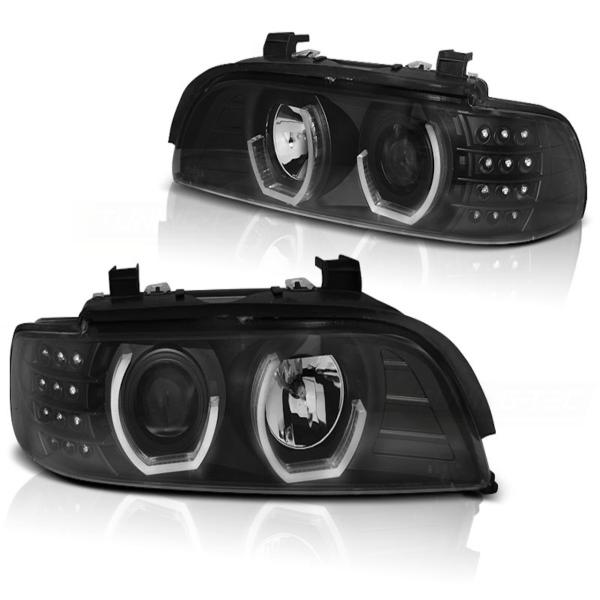 LED 3D Angel Eyes Scheinwerfer passend für BMW 5er E39 95-03 schwarz