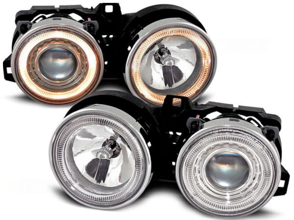 Scheinwerfer Angel Eyes passend für BMW 3er E30 Bj. 82-94 Chrom