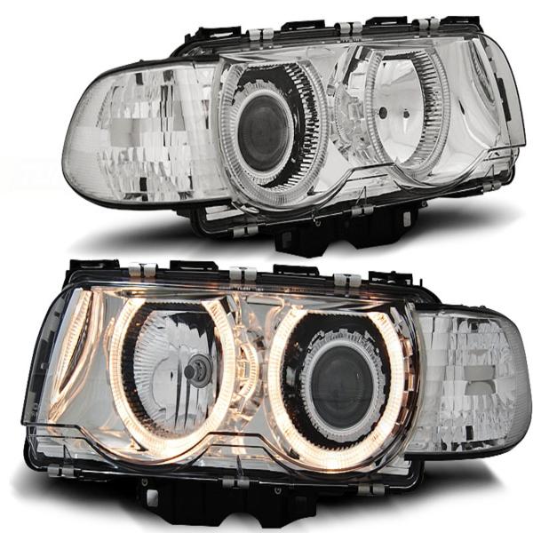 Scheinwerfer Angel Eyes passend für BMW 7er E38 Facelift Bj. 98-01 Chrom