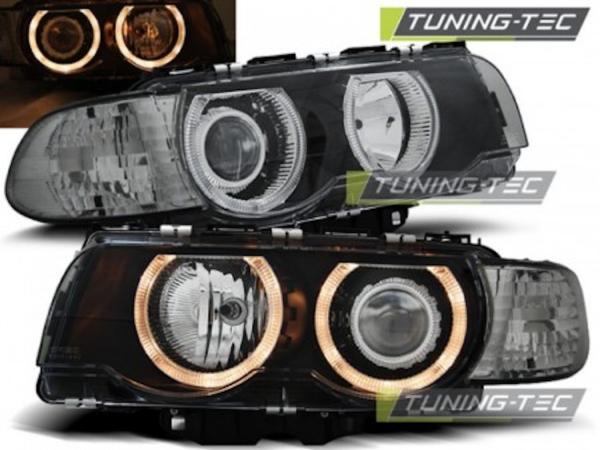 Scheinwerfer Angel Eyes passend für BMW 7er E38 Facelift Bj. 98-01 Schwarz