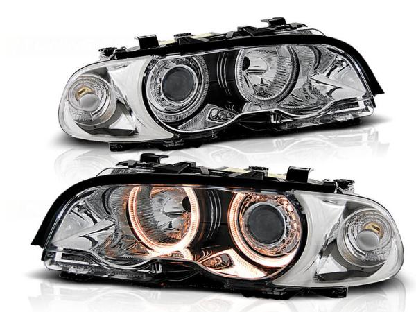 Scheinwerfer Angel Eyes passend für BMW 3er E46 Coupe Cabrio Bj. 99-03 Chrom