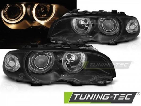 LED Angel Eyes Scheinwerfer passend für BMW 3er E46 Coupe / Cabrio 99-03 schwarz Set