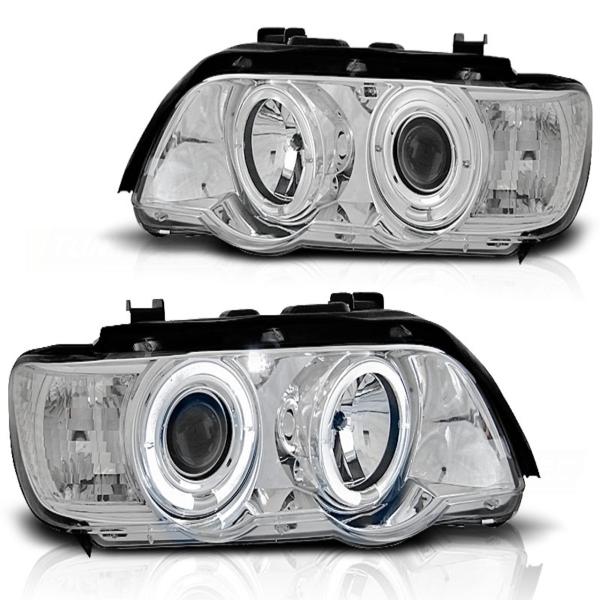 Scheinwerfer Angel Eyes passend für BMW X5 E53 Bj. 99-03 Chrom