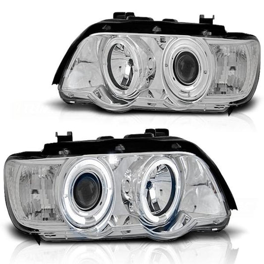 Scheinwerfer Angel Eyes passend für BMW X5 E53 Bj. 99-03 Chrom