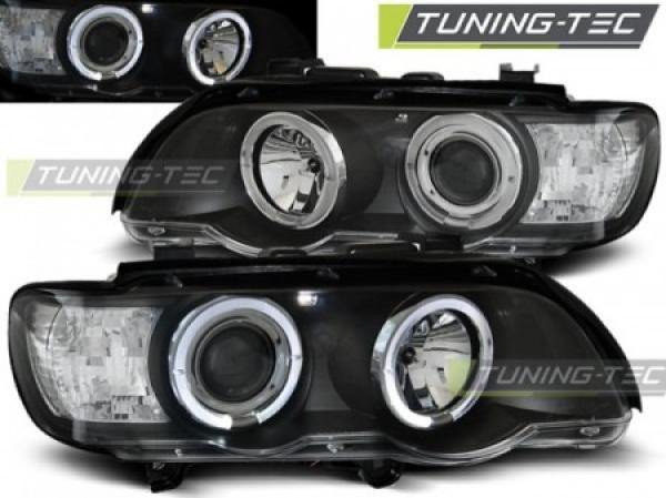 Scheinwerfer Angel Eyes passend für BMW X5 E53 Bj. 99-03 Schwarz