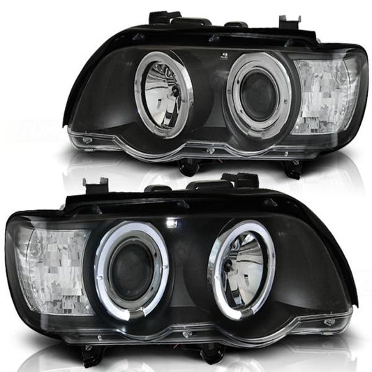 Scheinwerfer Angel Eyes passend für BMW X5 E53 Bj. 99-03 Schwarz