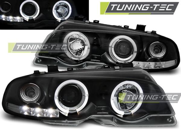 LED Angel Eyes Scheinwerfer passend für BMW E46 Coupe 99-03 schwarz Set