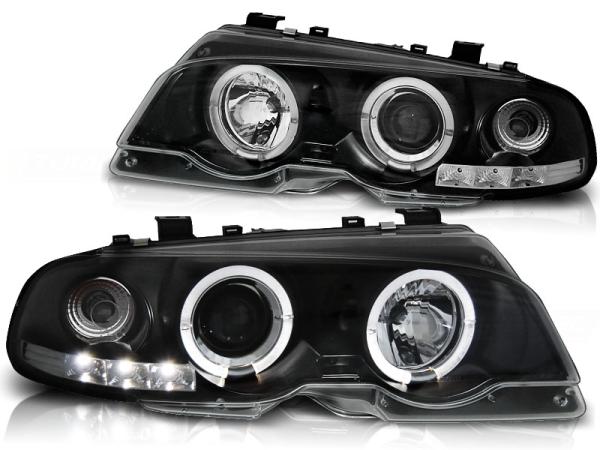 LED Angel Eyes Scheinwerfer passend für BMW E46 Coupe 99-03 schwarz Set