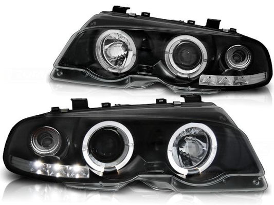 LED Angel Eyes Scheinwerfer passend für BMW E46 Coupe 99-03 schwarz Set