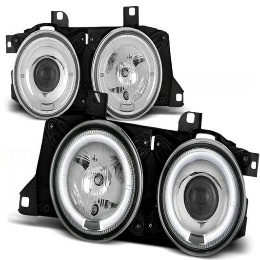 LED Angel Eyes Scheinwerfer passend für BMW 5er E34 /7er E32 86-95 chrom