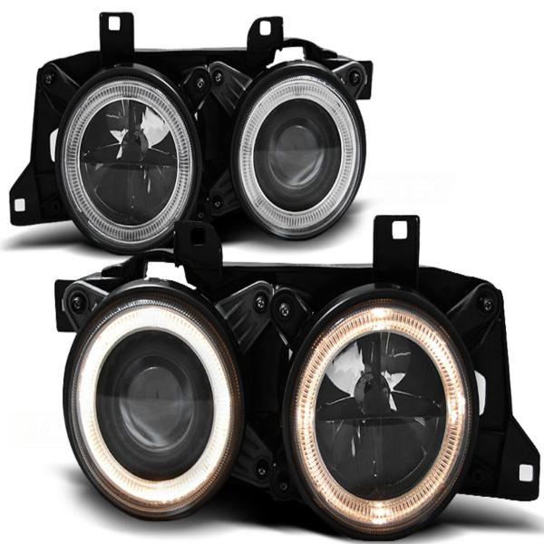 Scheinwerfer Angel Eyes passend für BMW 5er E34 7er E32 Bj. 86-95 Schwarz