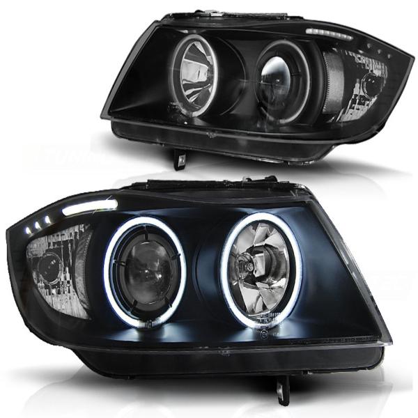 Scheinwerfer CCFL Angel Eyes passend für BMW 3er E90 E91 Bj. 05-08 Schwarz