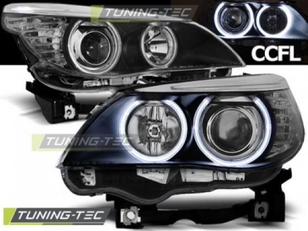 Scheinwerfer CCFL Angel Eyes passend für BMW 5er E60 E61 Bj. 03-07 Schwarz