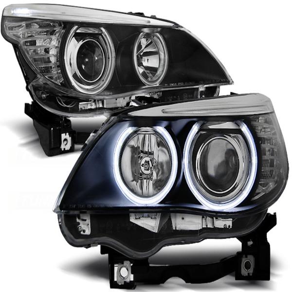 Scheinwerfer CCFL Angel Eyes passend für BMW 5er E60 E61 Bj. 03-07 Schwarz