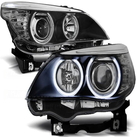 Scheinwerfer CCFL Angel Eyes passend für BMW 5er E60 E61 Bj. 03-07 Schwarz