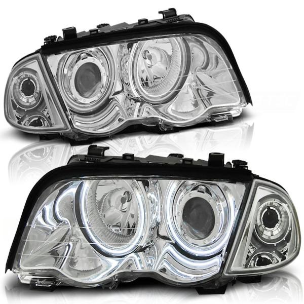 Scheinwerfer CCFL Angel Eyes passend für BMW 3er E46 Limo Touring Bj. 98-01 Chrom