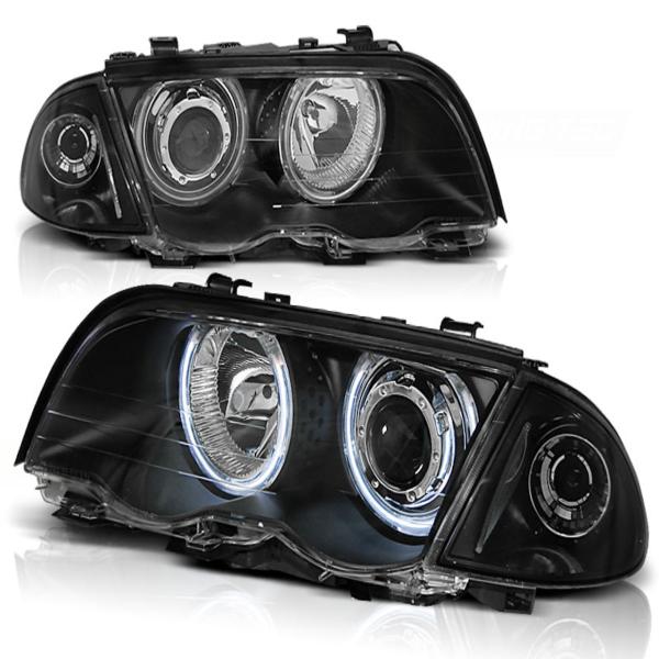Scheinwerfer CCFL Angel Eyes passend für BMW 3er E46 Limo Touring Bj. 98-01 Schwarz