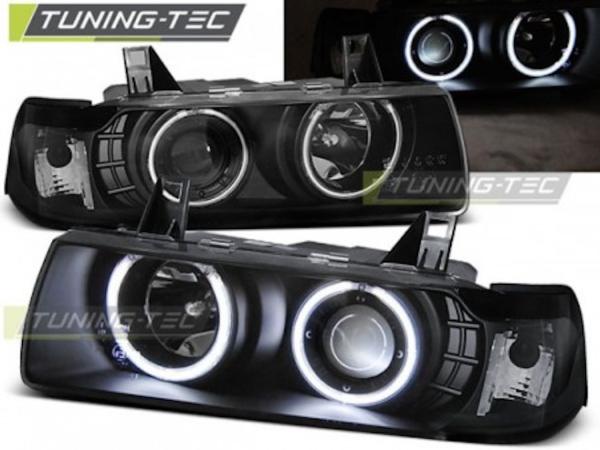 Scheinwerfer CCFL Angel Eyes passend für BMW 3er E36 Limo Touring Bj. 90-99 Schwarz