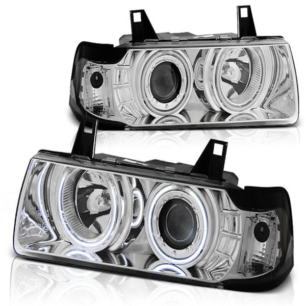 Scheinwerfer CCFL Angel Eyes passend für BMW 3er E36 Cabrio Coupe Bj. 92-99 Bj. 90-99 Chrom