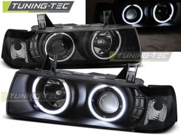 Scheinwerfer CCFL Angel Eyes passend für BMW 3er E36 Cabrio Coupe Bj. 90-99 Schwarz